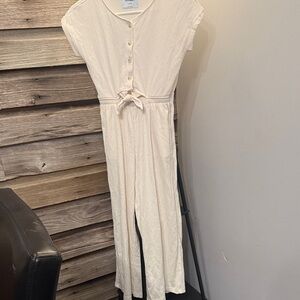 Old Navy Cream Button-Down Jumpsuit